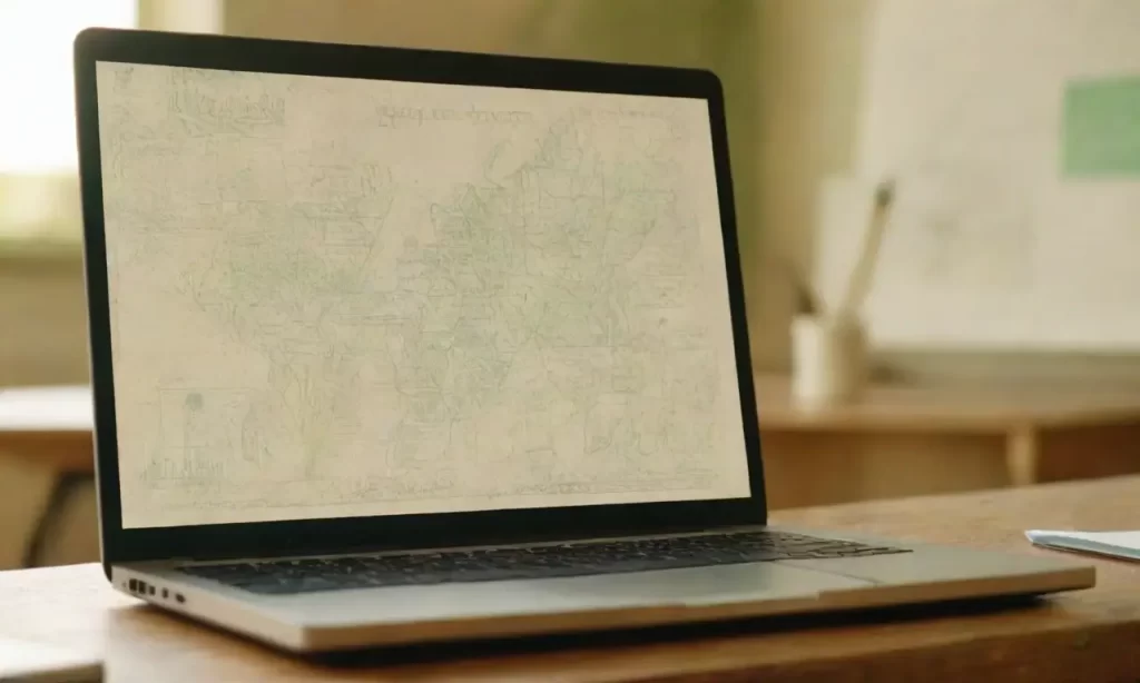 Un laptop muestra una imagen de educación inclusiva