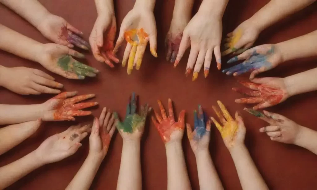 La pintura vibrante refleja la alegría de los niños