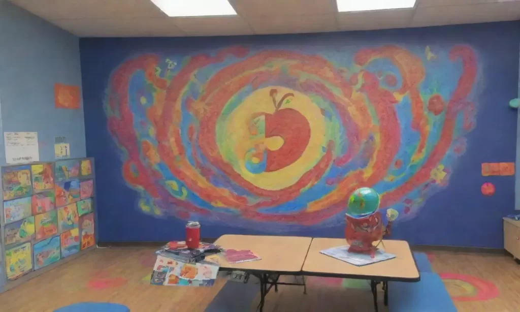 La clase está llena de colores y formas
