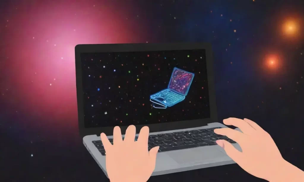 La pantalla del laptop muestra datos digitales en la noche