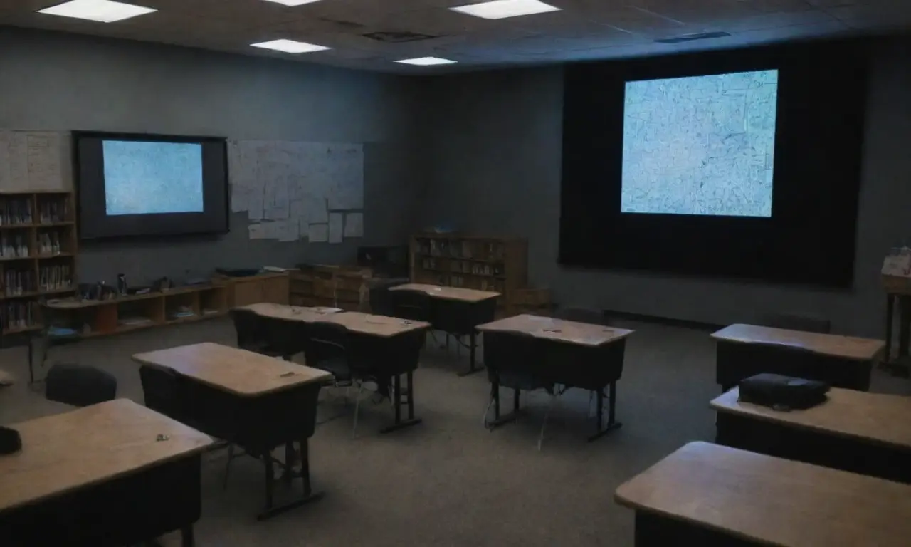 La sala de clase está llena de notas y bocetos