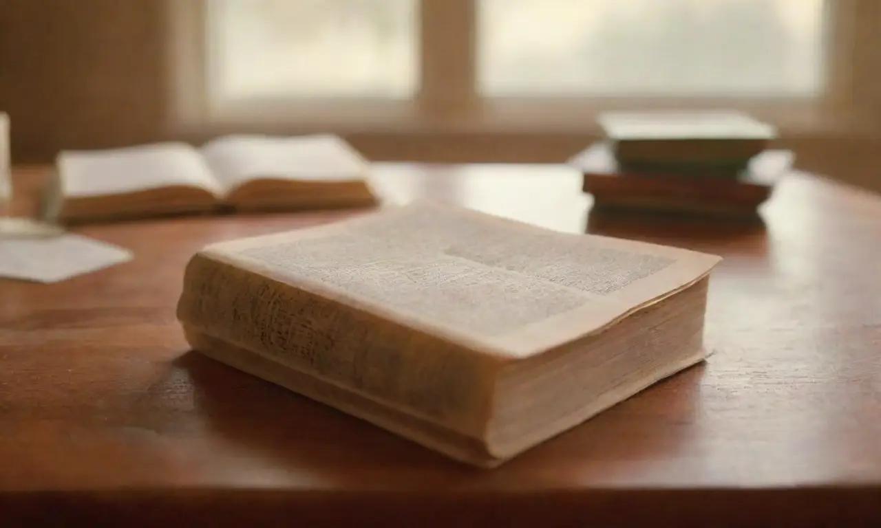 Imágenes borrosas y luz suave iluminan libros abiertos