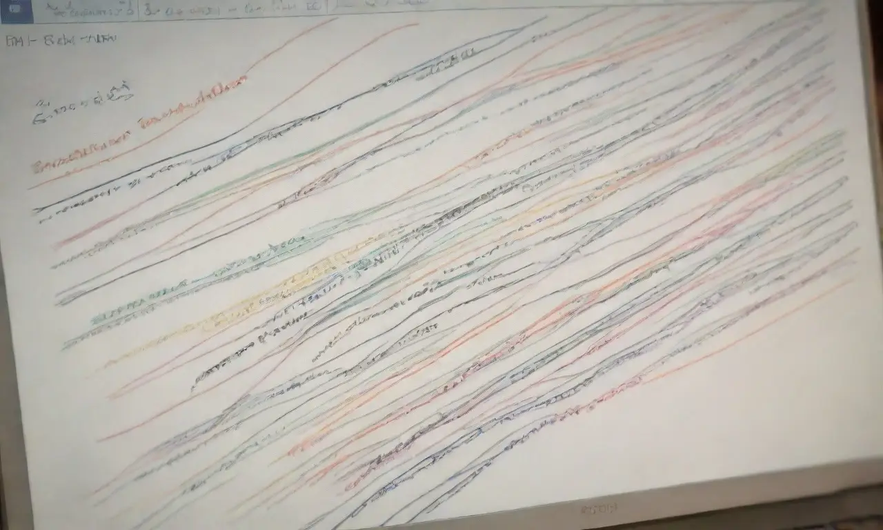 La pantalla del portátil es borrosa, la nota de estudio está descolorida y los lápices están manchados
