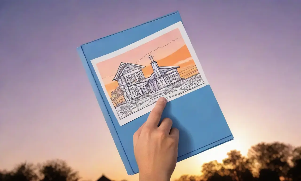 Un estudiante con un plano en mano ante un cielo al atardecer